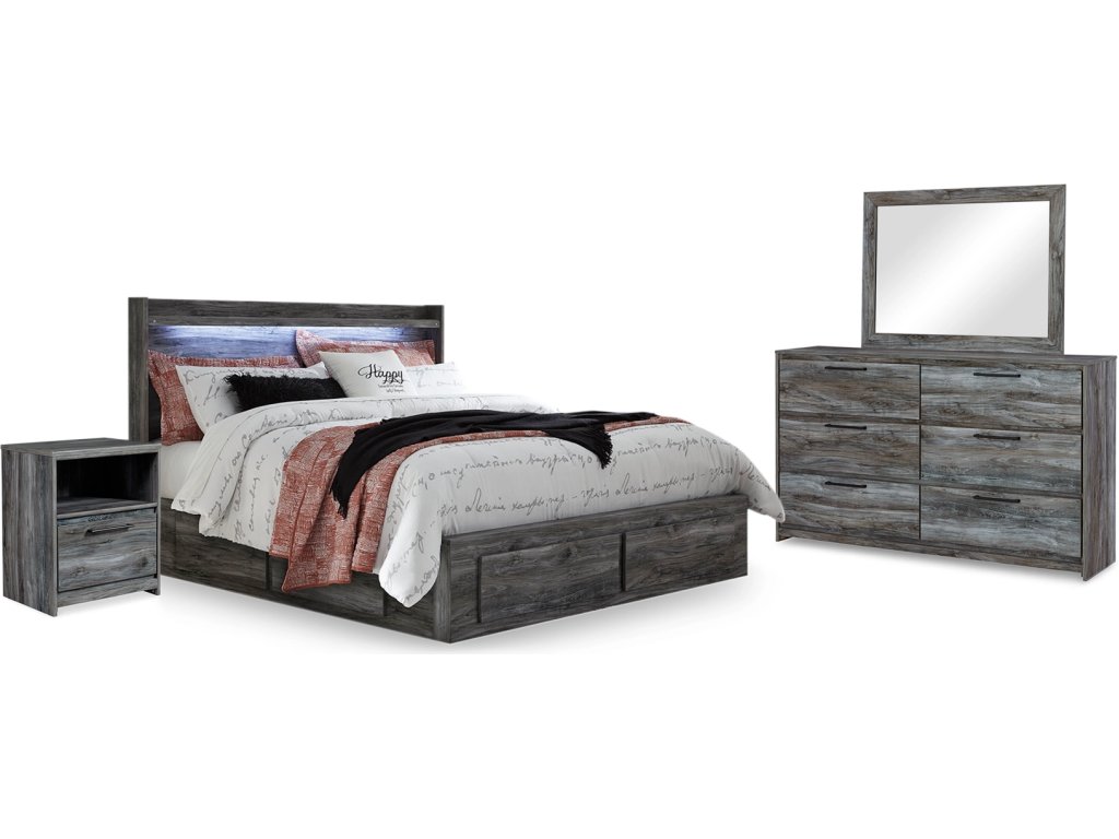 Baystorm King Panel Bed with Storage, Dresser, Mirror and 2 Nightstands - main image