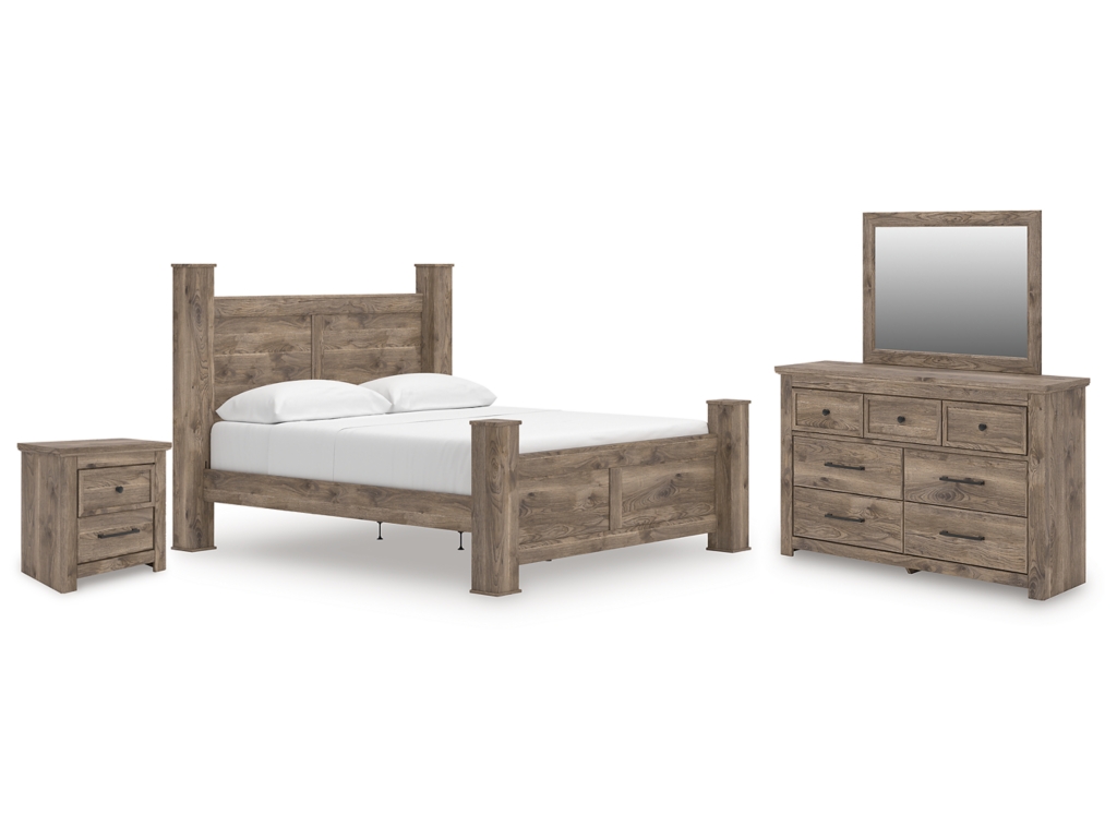 Rusticott King Poster Bed, Dresser, Mirror and Nightstand - main image