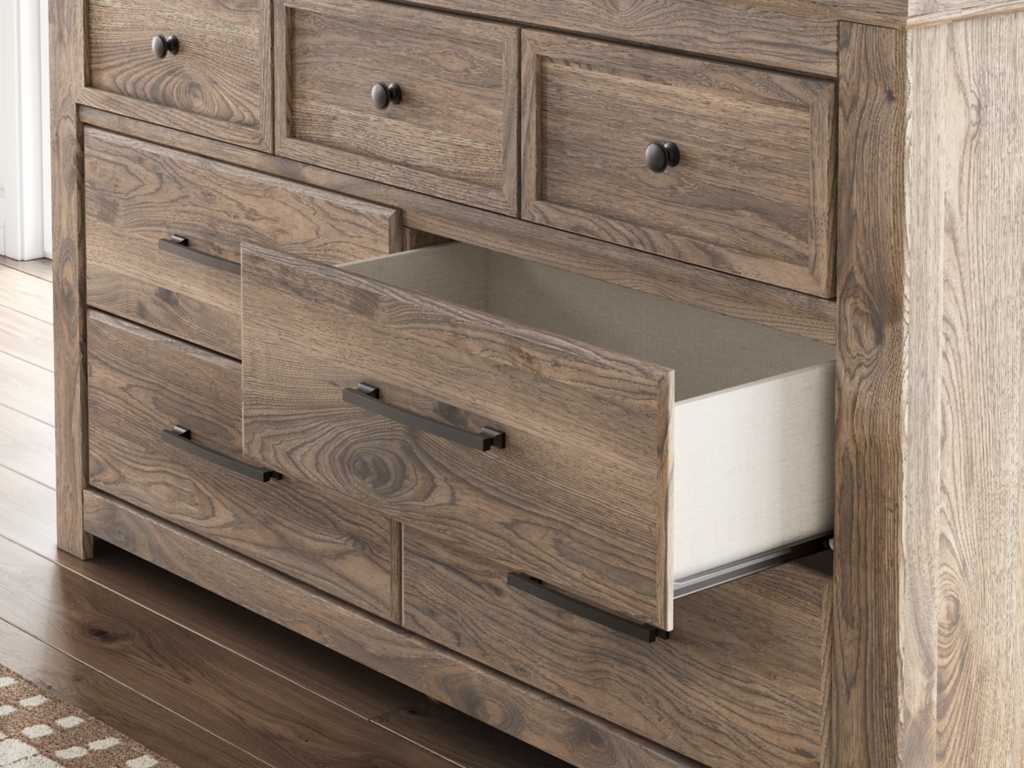 Rusticott King Poster Bed, Dresser, Mirror and Nightstand - image 23