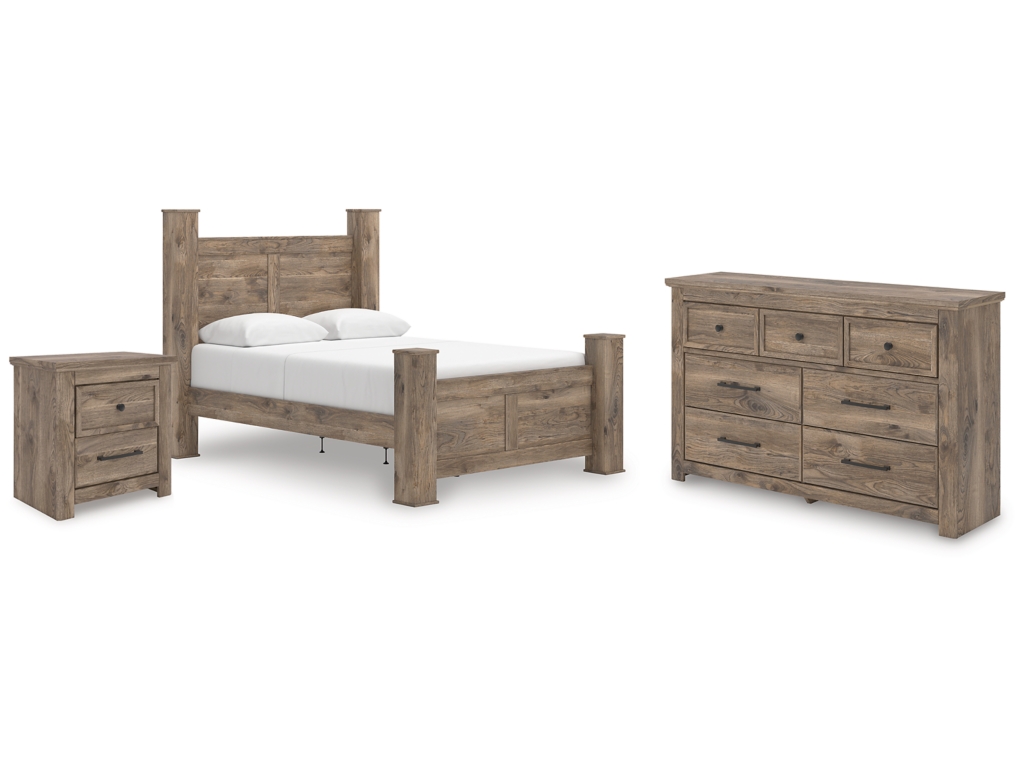 Rusticott Queen Poster Bed, Dresser and Nightstand - main image