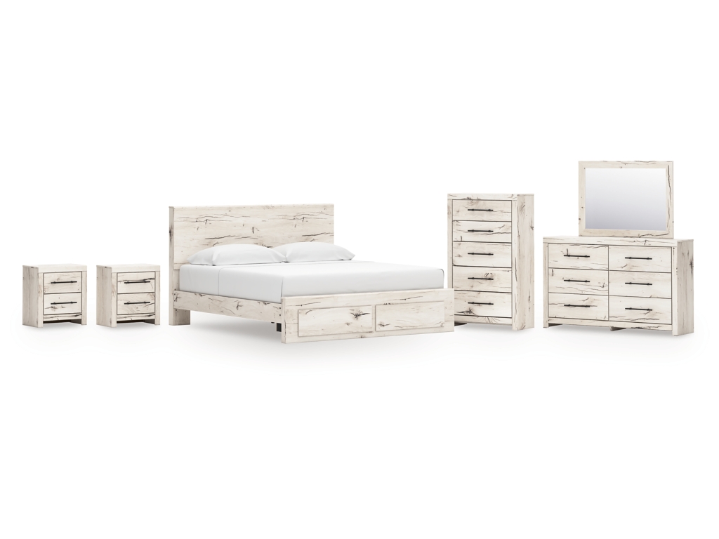 Lawroy King Panel Storage Bed, Dresser, Mirror, Chest and 2 Nightstands - main image
