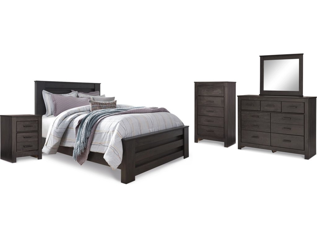 Brinxton Queen Panel Bed, Dresser, Mirror, Chest and Nightstand - image 1