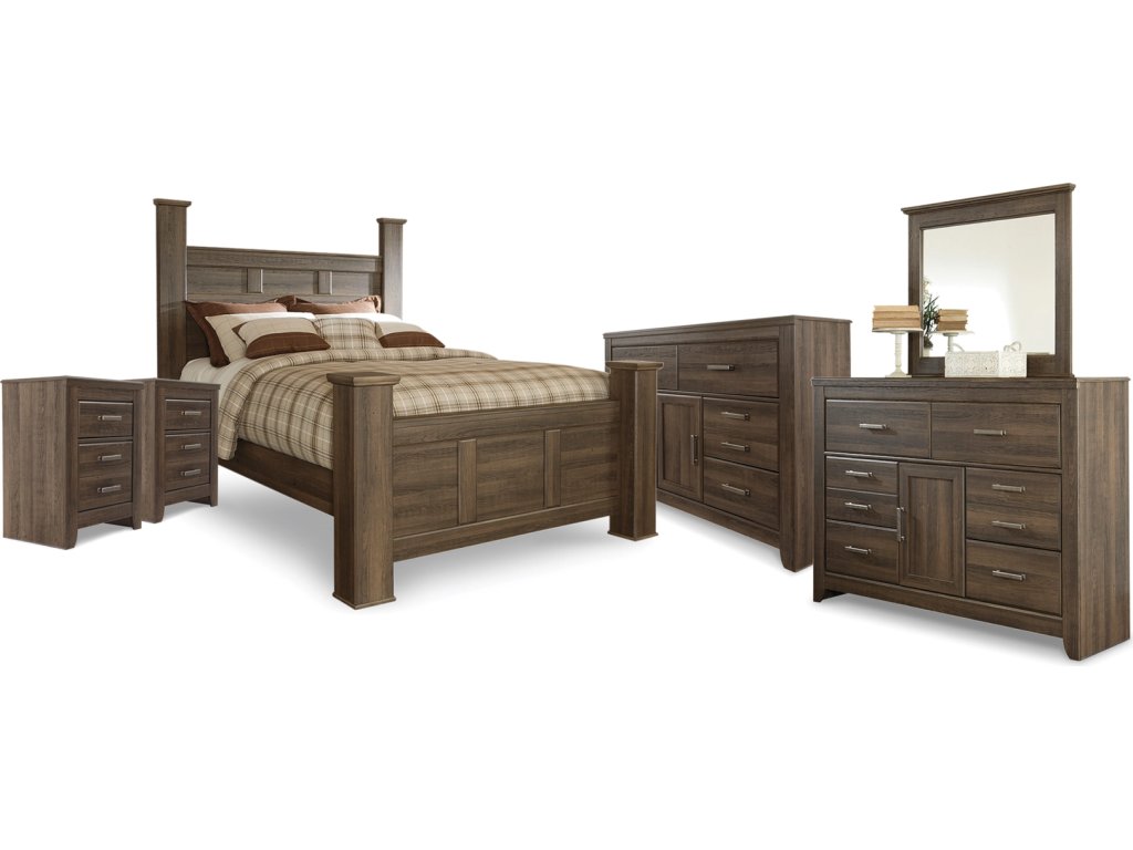Juararo Queen Poster Bed, 2 Dressers, Mirror and 2 Nightstands - main image