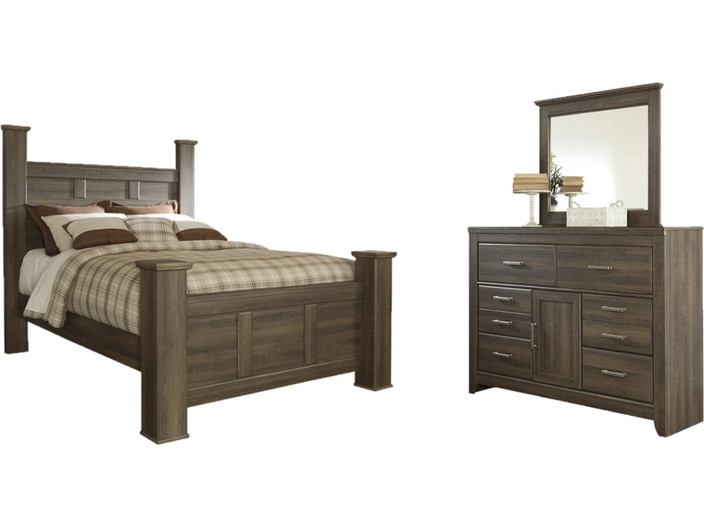 Juararo Queen Poster Bed, Dresser and Mirror - image 1
