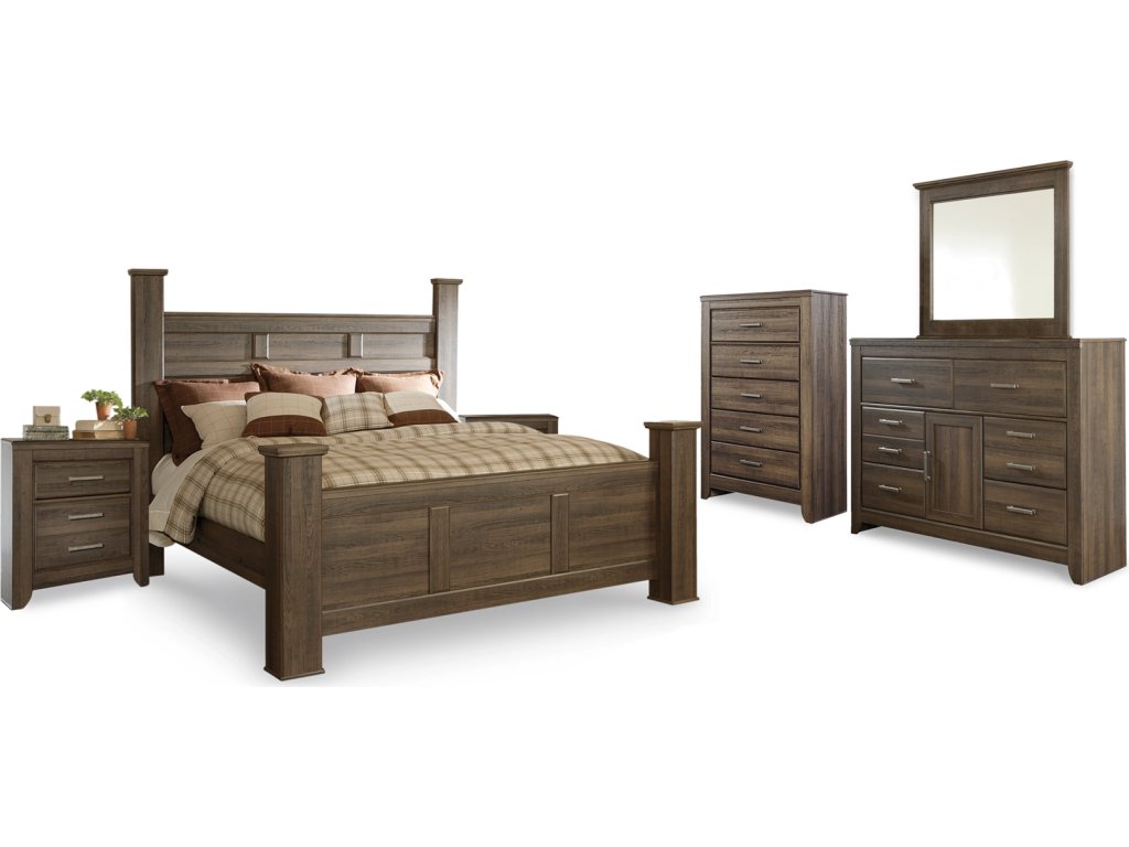 Juararo King Poster Bed, Dresser, Mirror, Chest and 2 Nightstands - main image