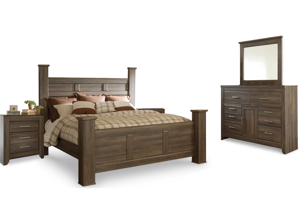 Juararo King Poster Bed, Dresser, Mirror and 2 Nightstands - main image