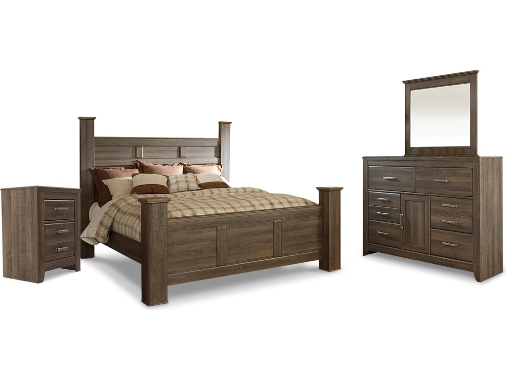 Juararo King Poster Bed, Dresser, Mirror and Nightstand - main image