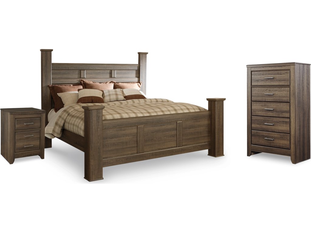 Juararo King Poster Bed, Chest and Nightstand - main image