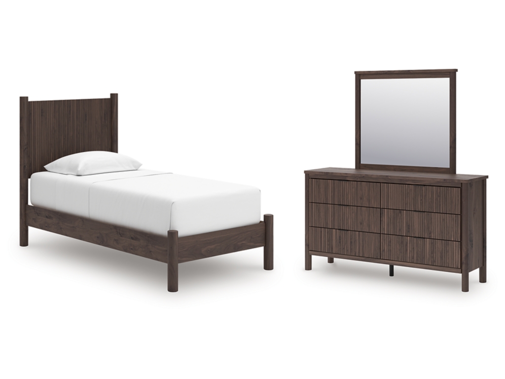Pamytta Twin Panel Platform Bed, Dresser and Mirror - main image