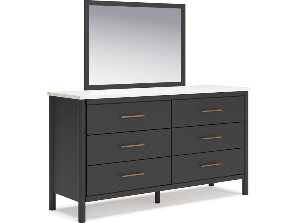 Cadmori King Upholstered Panel Bed, Dresser and Mirror - image 1