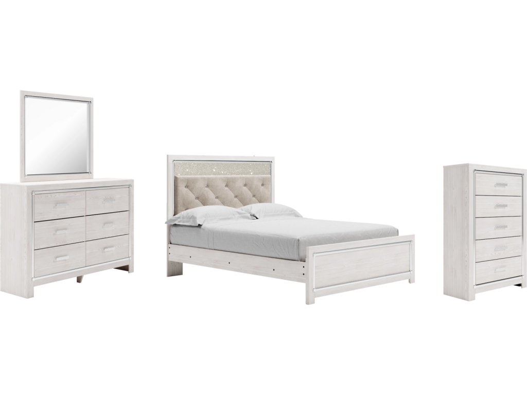 Altyra Queen Upholstered Panel Bed, Dresser, Mirror, and Chest - image 1