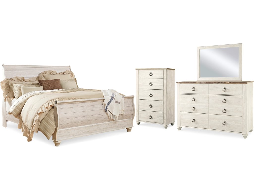 Willowton King Sleigh Bed, Dresser, Mirror and Chest - main image