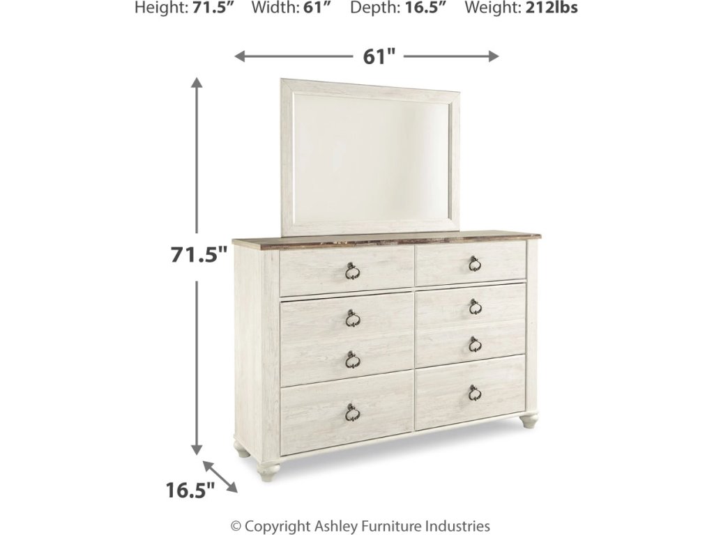 Willowton King Sleigh Bed, Dresser, Mirror and Chest - image 4