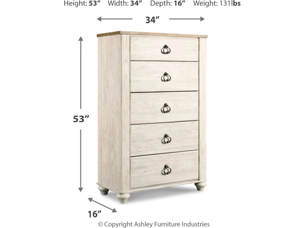 Willowton King Sleigh Bed, Dresser, Mirror and Chest - image 6