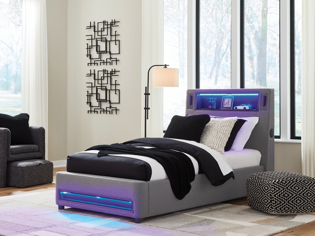 Verishaw Twin Upholstered Bed with Wireless Audio - image 6