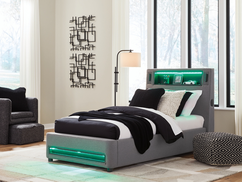 Verishaw Twin Upholstered Bed with Wireless Audio - image 8