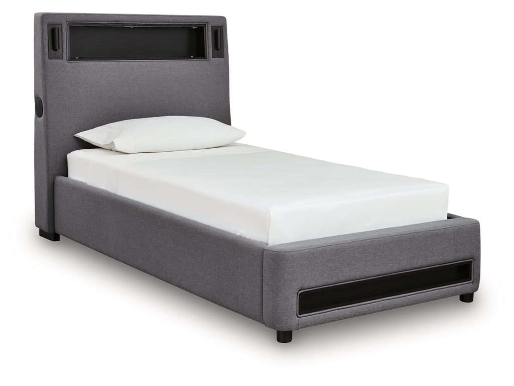 Verishaw Twin Upholstered Bed with Wireless Audio - main image