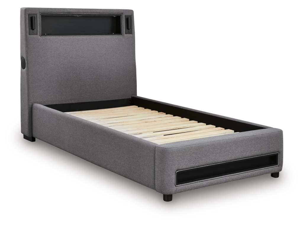 Verishaw Twin Upholstered Bed with Wireless Audio - image 2