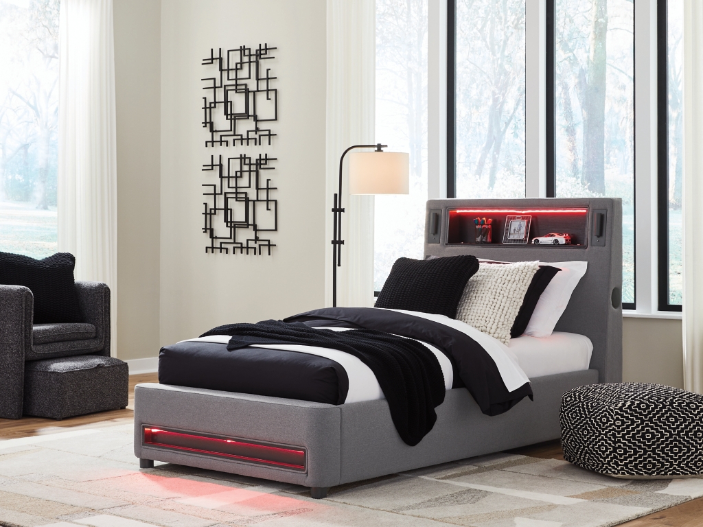 Verishaw Twin Upholstered Bed with Wireless Audio - image 7