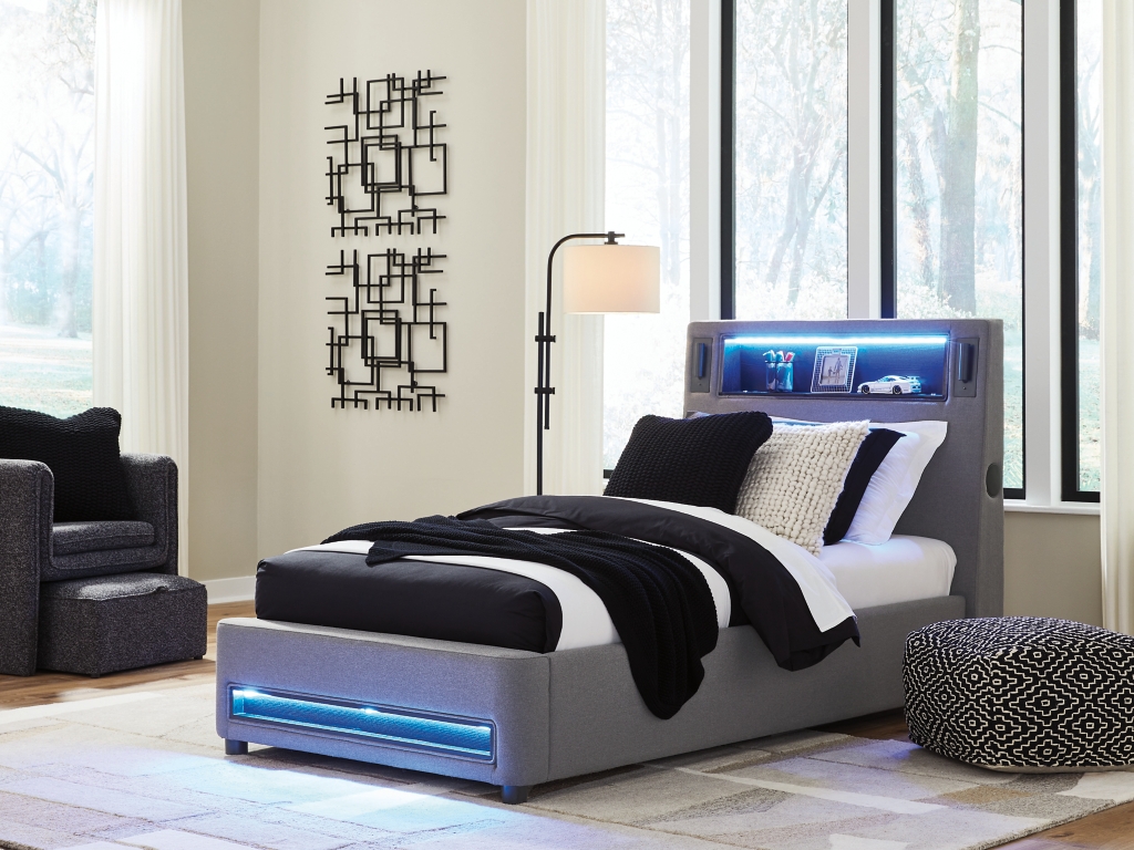 Verishaw Twin Upholstered Bed with Wireless Audio - image 1