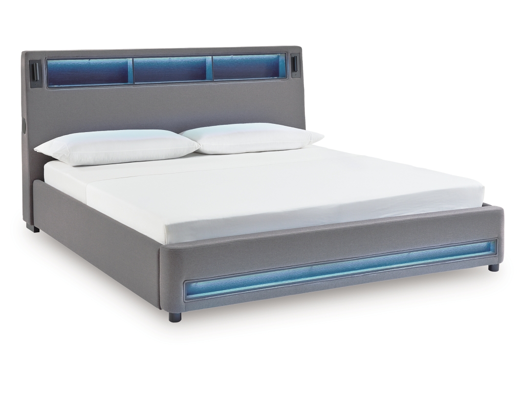 Verishaw King Upholstered Bed with Wireless Audio - main image