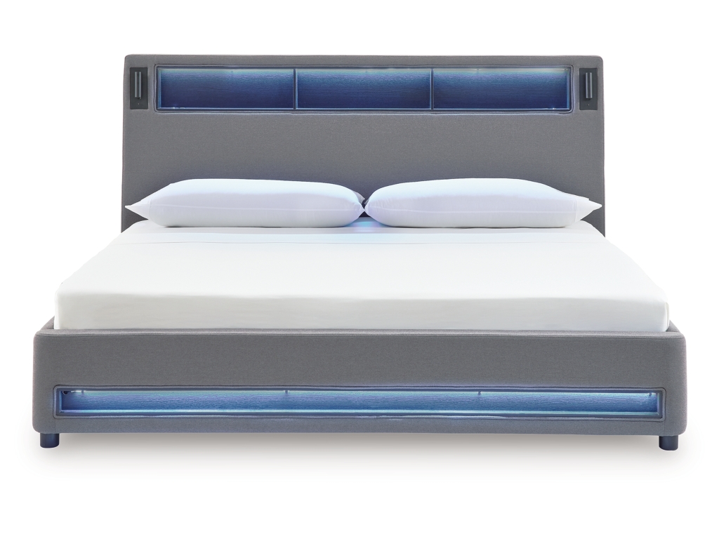 Verishaw King Upholstered Bed with Wireless Audio - image 5