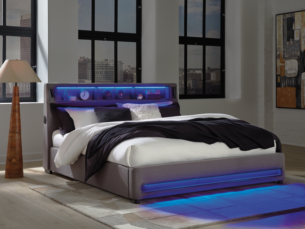 Verishaw King Upholstered Bed with Wireless Audio - image 11