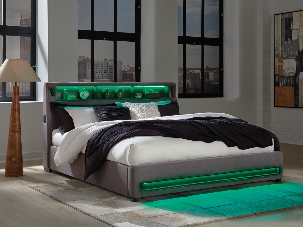 Verishaw King Upholstered Bed with Wireless Audio - image 12
