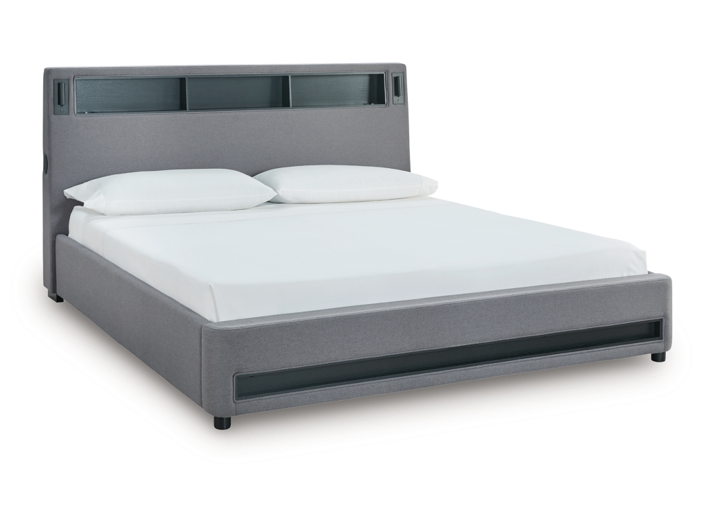 Verishaw King Upholstered Bed with Wireless Audio - image 2