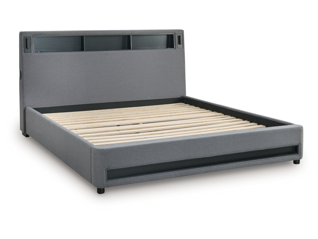 Verishaw King Upholstered Bed with Wireless Audio - image 4