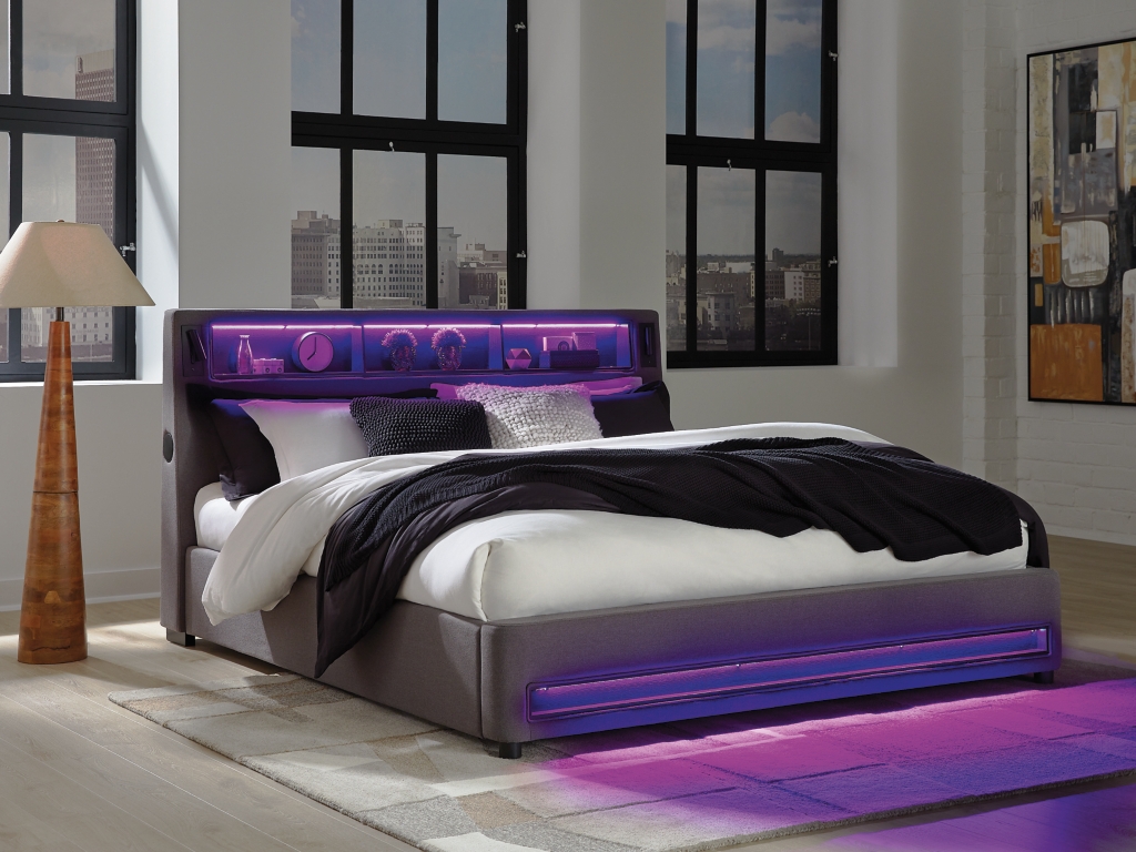 Verishaw King Upholstered Bed with Wireless Audio - image 13