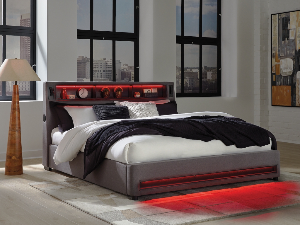 Verishaw King Upholstered Bed with Wireless Audio - image 9