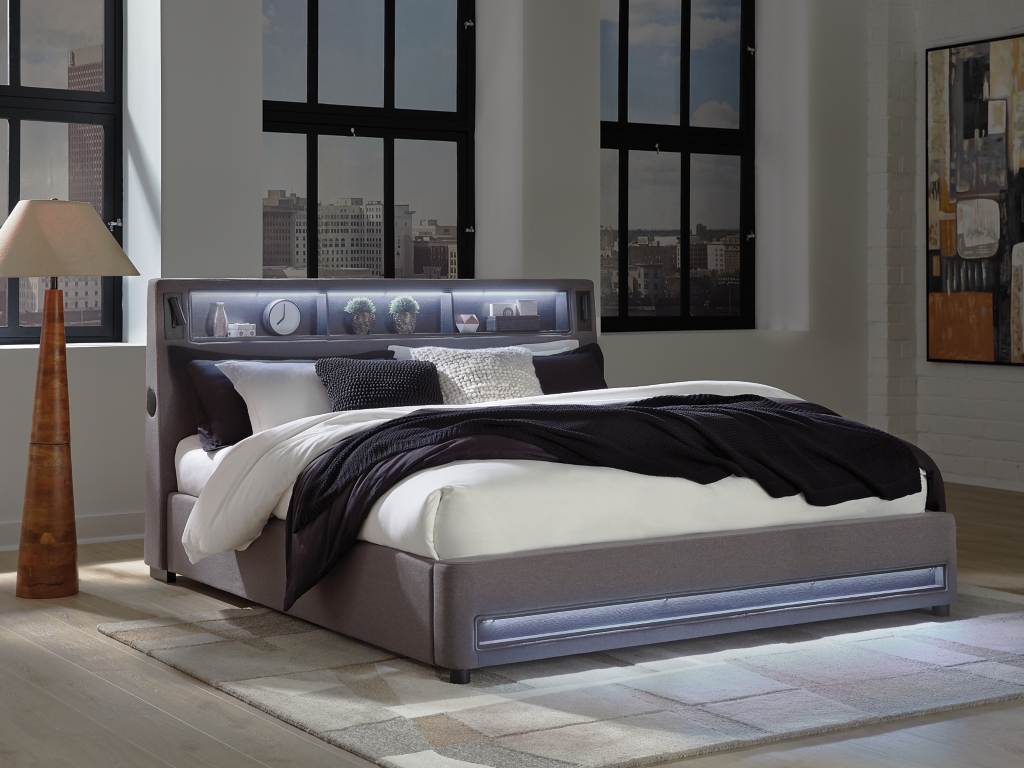 Verishaw King Upholstered Bed with Wireless Audio - image 10