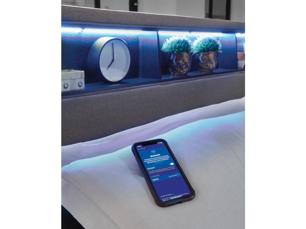 Verishaw King Upholstered Bed with Wireless Audio - image 15