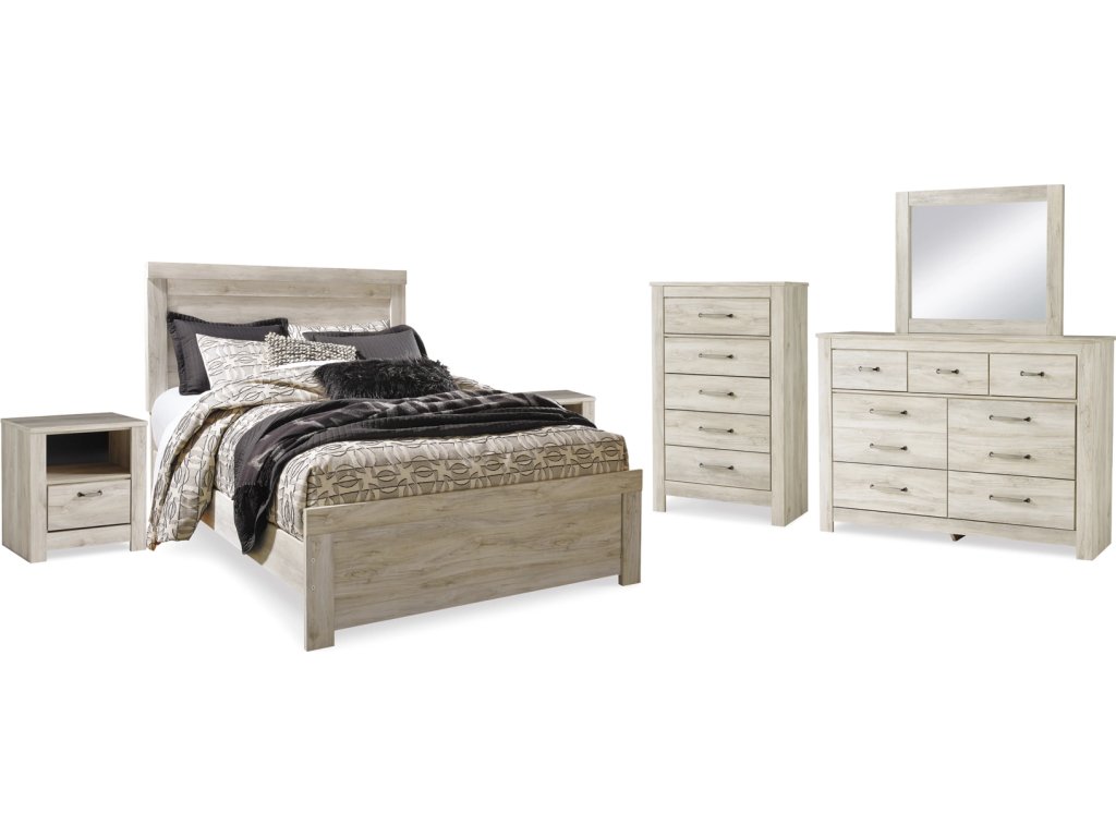 Bellaby Queen Panel Bed, Dresser, Mirror, Chest and 2 Nightstands - image 1