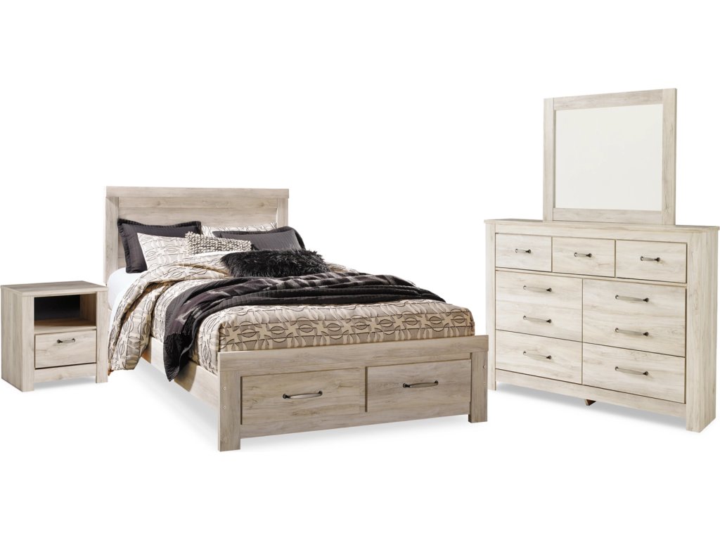Bellaby Queen Panel Storage Bed, Dresser, Mirror and Nightstand - main image