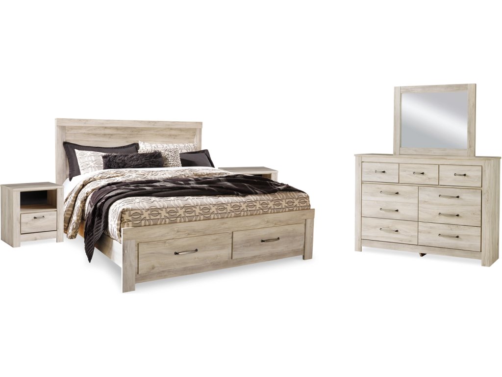 Bellaby King Panel Storage Bed, Dresser, Mirror and 2 Nightstands - main image