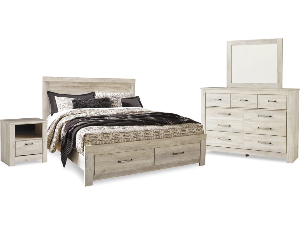Bellaby King Panel Storage Bed, Dresser, Mirror and Nightstand - main image