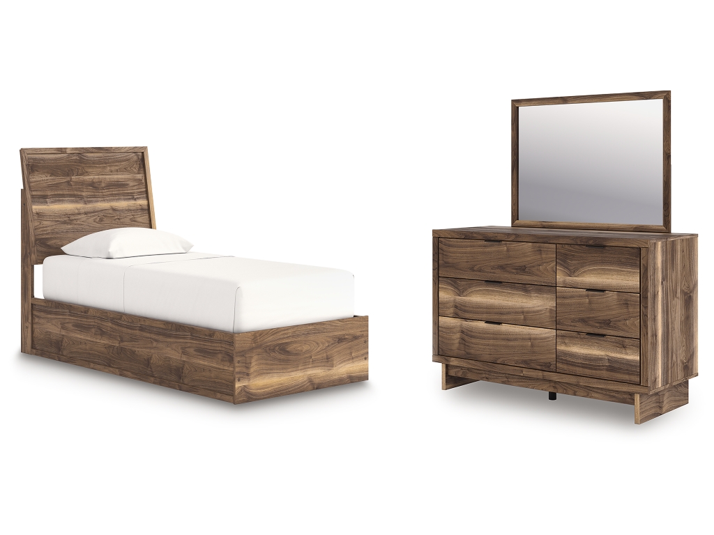 Chirason Twin Panel Platform Bed, Dresser and Mirror - main image