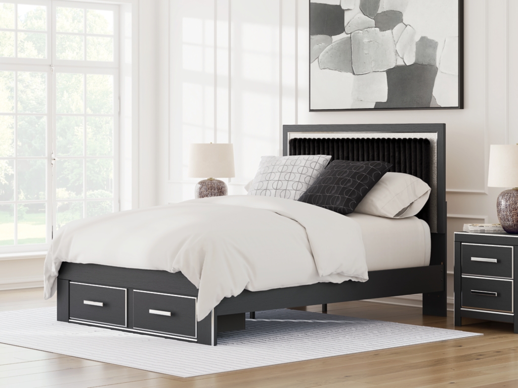 Zuraleus Queen Upholstered Panel Platform Storage Bed, Dresser and Mirror - image 16