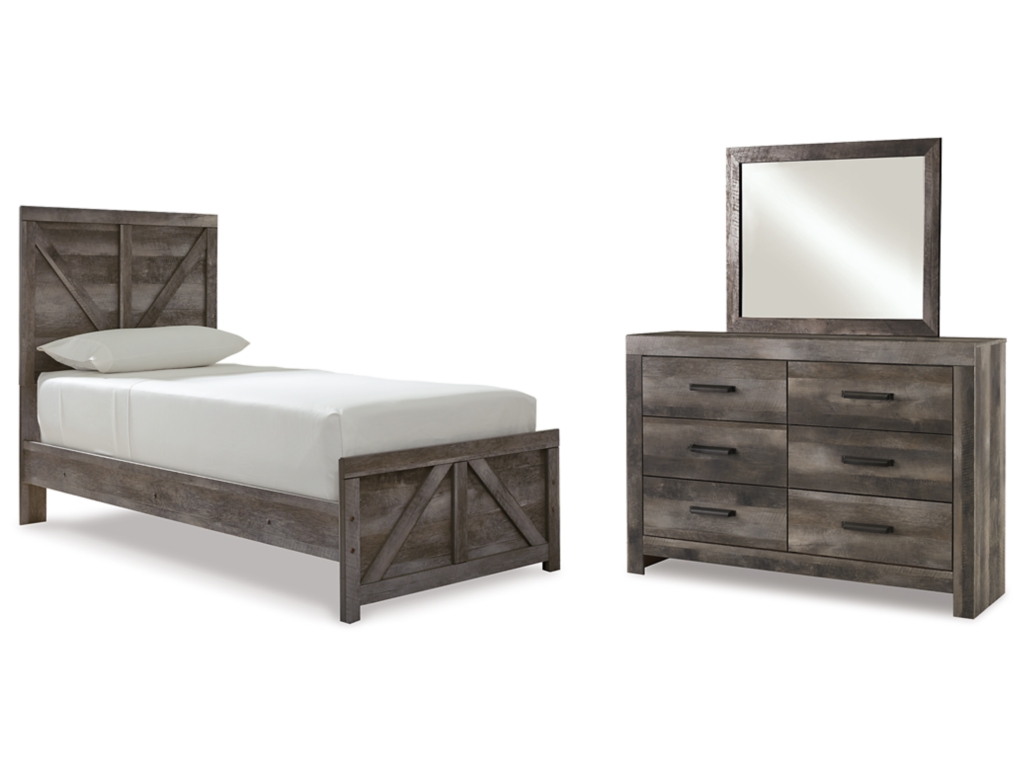 Wynnlow Twin Crossbuck Panel Bed, Dresser and Mirror - main image