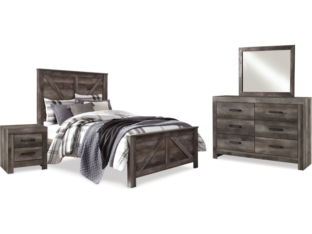 Wynnlow Queen Crossbuck Panel Bed, Dresser, Mirror, and Nightstand - main image