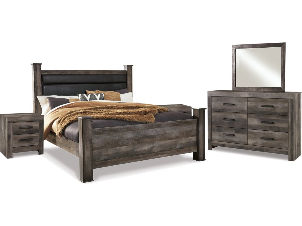 Wynnlow King Poster Bed, Dresser, Mirror and 2 Nightstands - main image