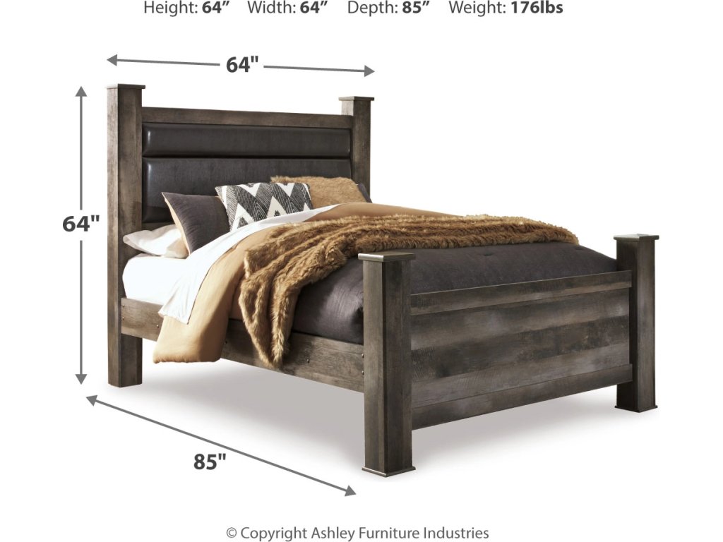 Wynnlow Queen Upholstered Poster Bed, Dresser and Mirror - image 4