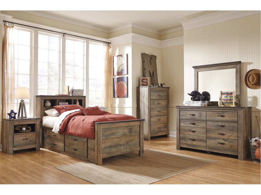 Trinell Twin Bookcase Bed with 2 Storage Drawers - image 2