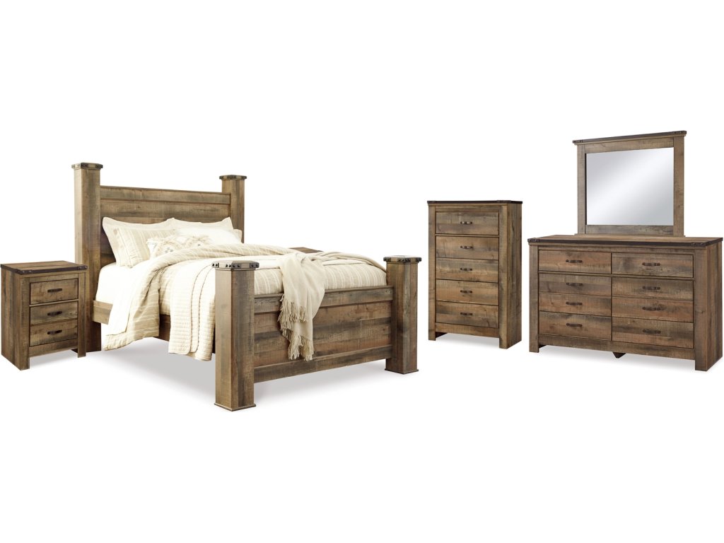 Trinell Queen Poster Bed, Dresser, Mirror, Chest and 2 Nightstands - main image