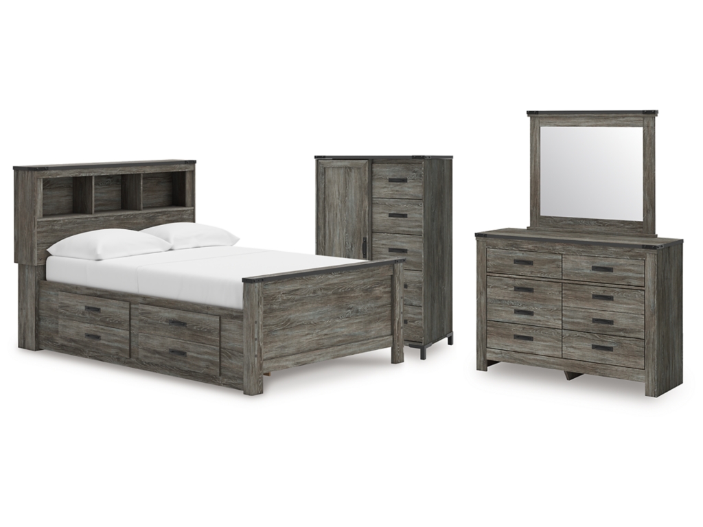 Frandern Full Bookcase Panel Bed with Storage, Dresser, Mirror and Chest - main image