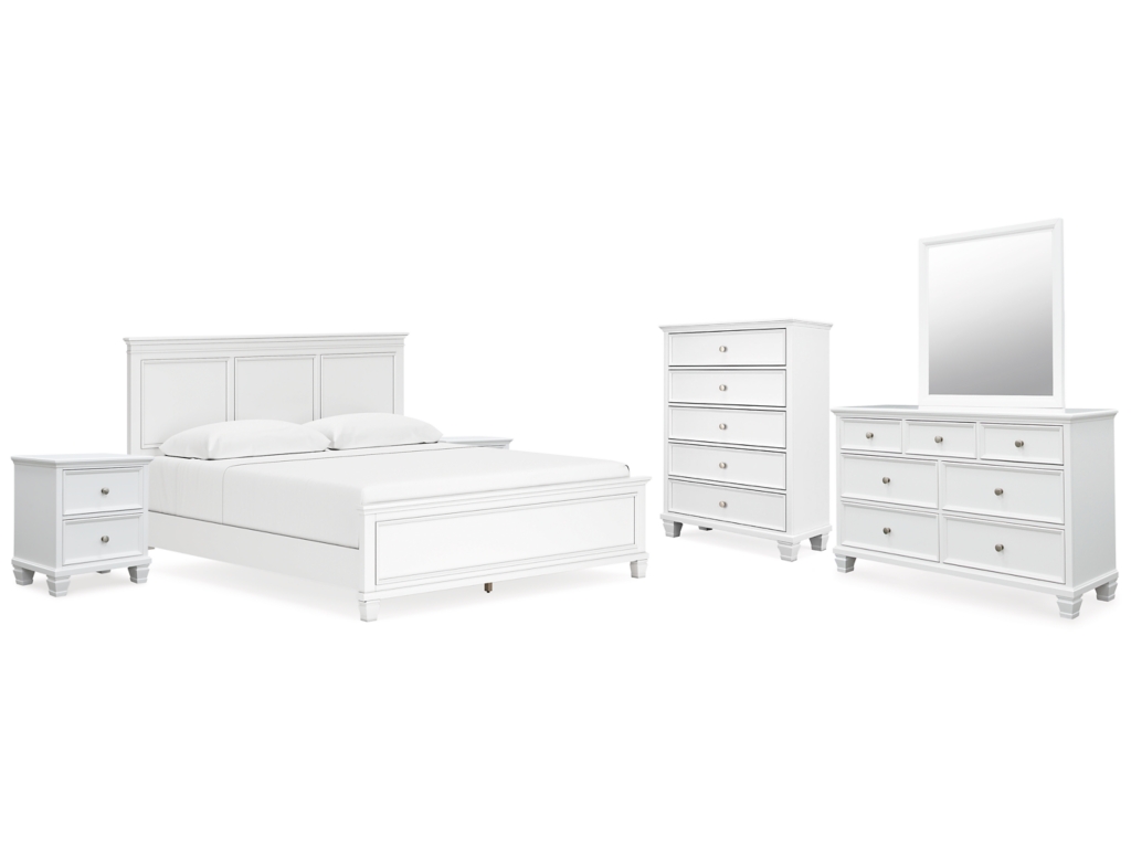 Fortman King Panel Bed, Dresser, Mirror, Chest and 2 Nightstands - main image