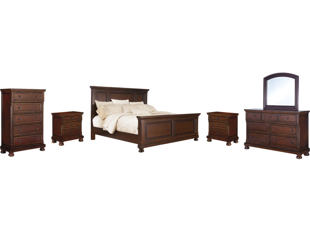 Porter Queen Panel Bed, Dresser, Mirror, Chest and 2 Nightstands - main image