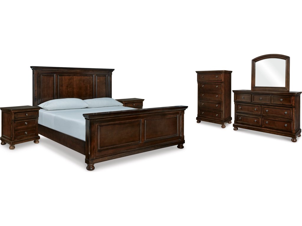Porter California King Panel Bed, Dresser, Mirror, Chest and 2 Nightstands - image 1